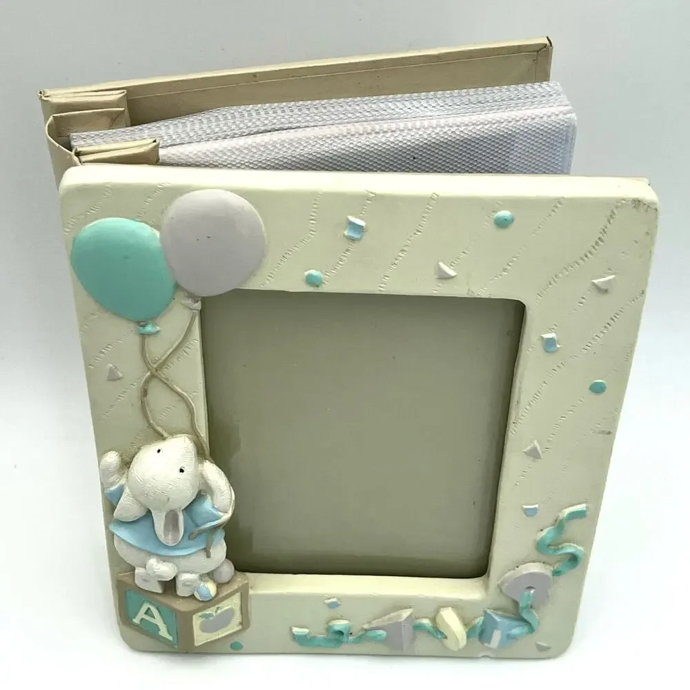 Vintage Burnes Baby Photo Album Bunny Balloons 1992 4x6 Holds 80 Nursery Gift